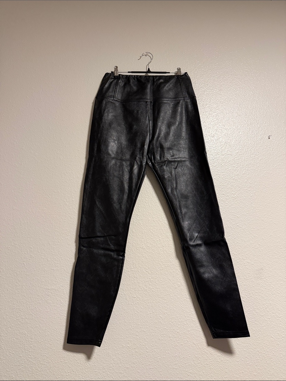 Faux Leather Black Leggings with Elastic Waist